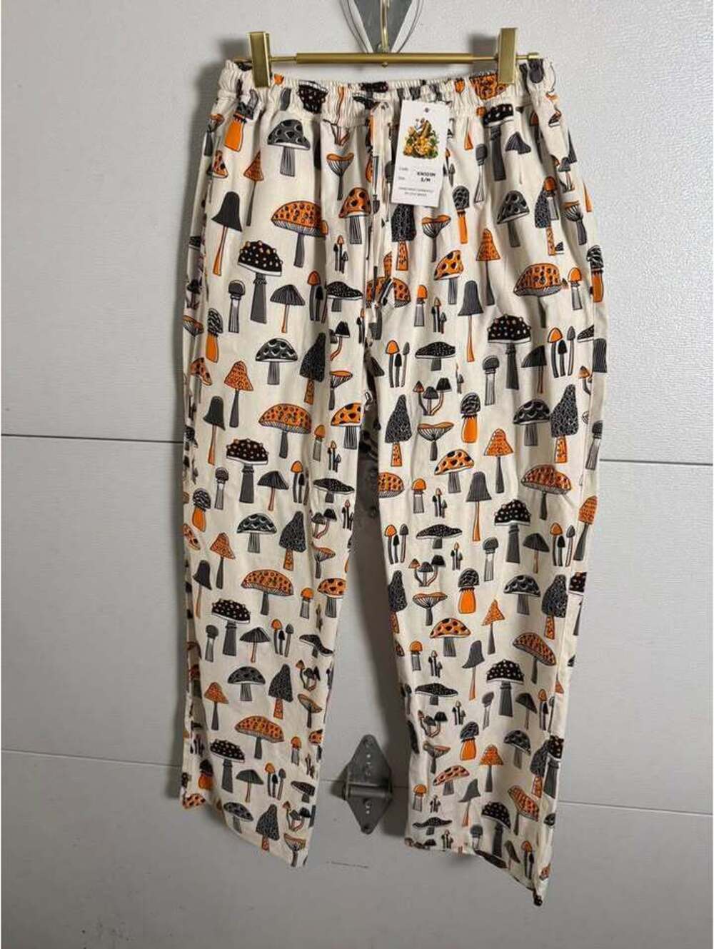 NWT Mushroom Print Drawstring Lounge Pants Size S/M